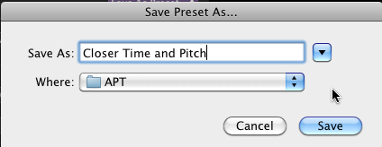 Match Presets - save as