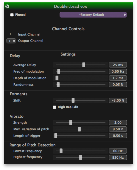 Doubler - Stereo Control Panel