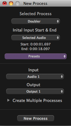 Doubler - New Process Settings