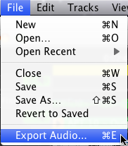 Export Audio File Menu