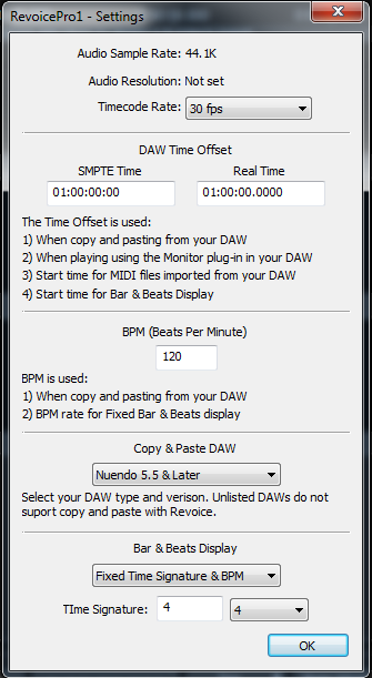 Revoice Pro Project Settings